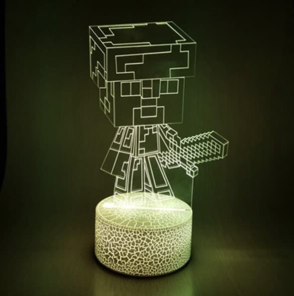 3-D Нічник Майнкрафт Стів у діамантовій броні, Minecraft (6256)