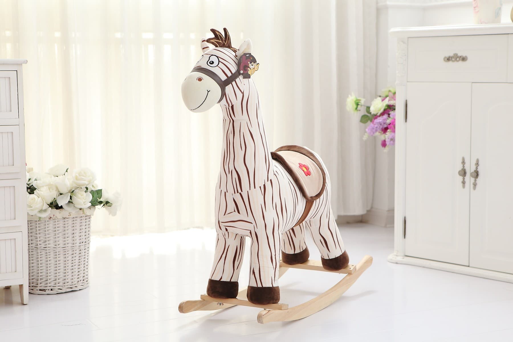 Дитяча іграшка качалка Plush Зебра 80х65 см коричнева (9608)