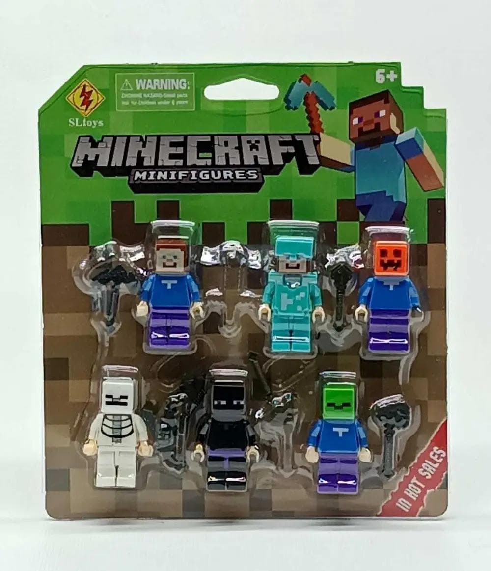 Набір фігурок для лего Minecraft 6 героїв зі зброєю Модельки Майнкрафт зелений (6470)