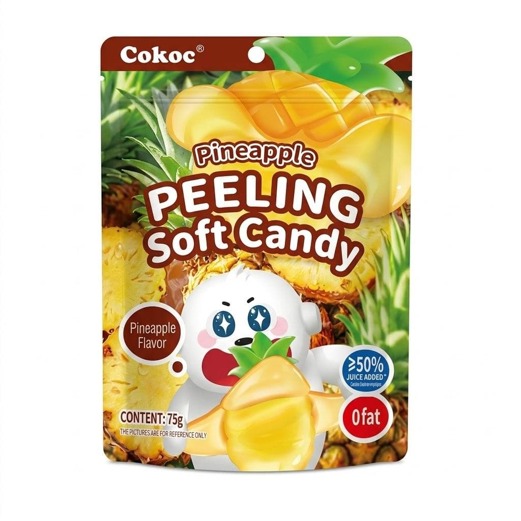 Цукерки з їстівною шкіркою Cokoc Peeling Soft Candy Pineapple 75 г - жувальні цукерки зі смаком ананаса (53809)