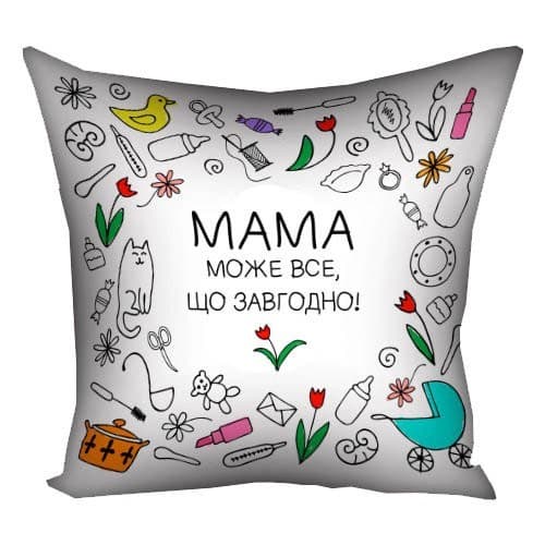 Подушка Plush ʺМама може все що завгодноʺ 40х40 белая (0660)