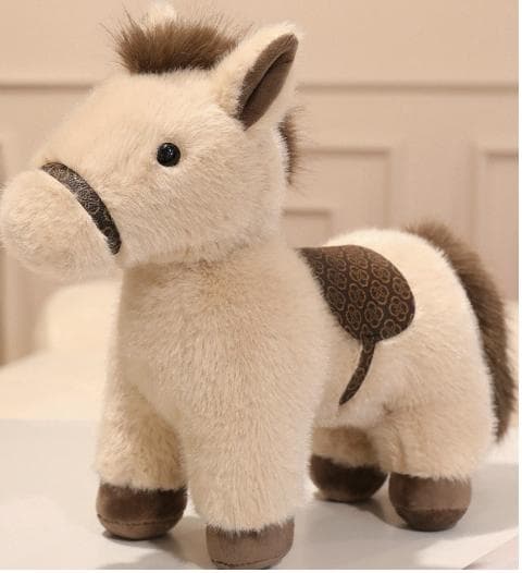 М'яка Плюшева Іграшка Кінь з сідлом бежевий 20 см Поні Plush (9098)
