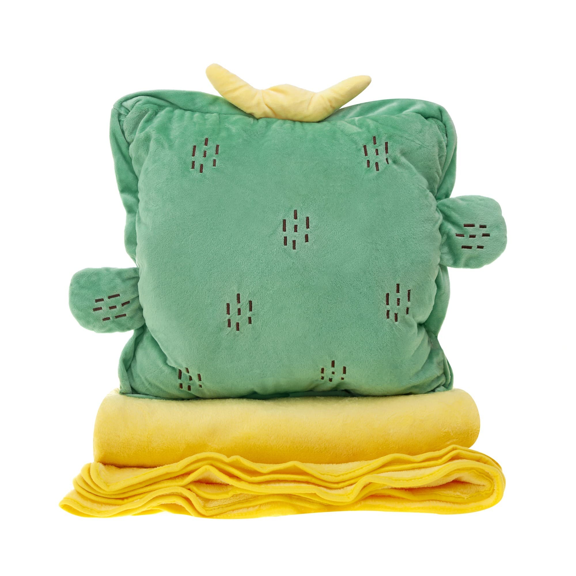 Подушка Plush з пледом Кактус Зелений з жовтим (9215)