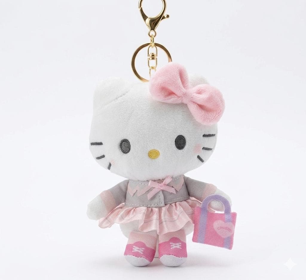 М'яка іграшка брелок Хелоу Кітті з сумкою Hello Kitty рожева 14 см (3001940)