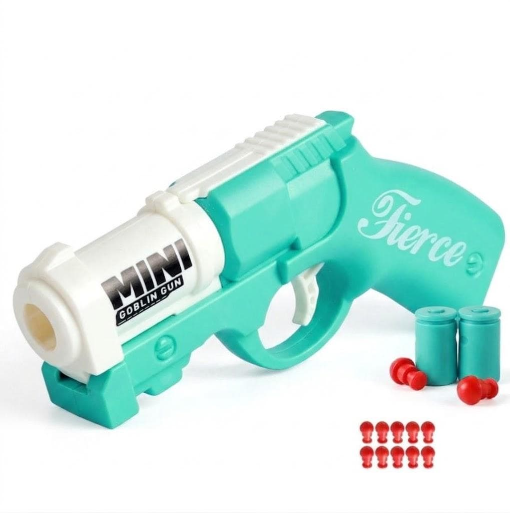 Іграшка брелок револьвер Mini Goblin Gun Fierce - набір на подарунок пластиковий міні пістолет із патронами бірюзовий (1020120)