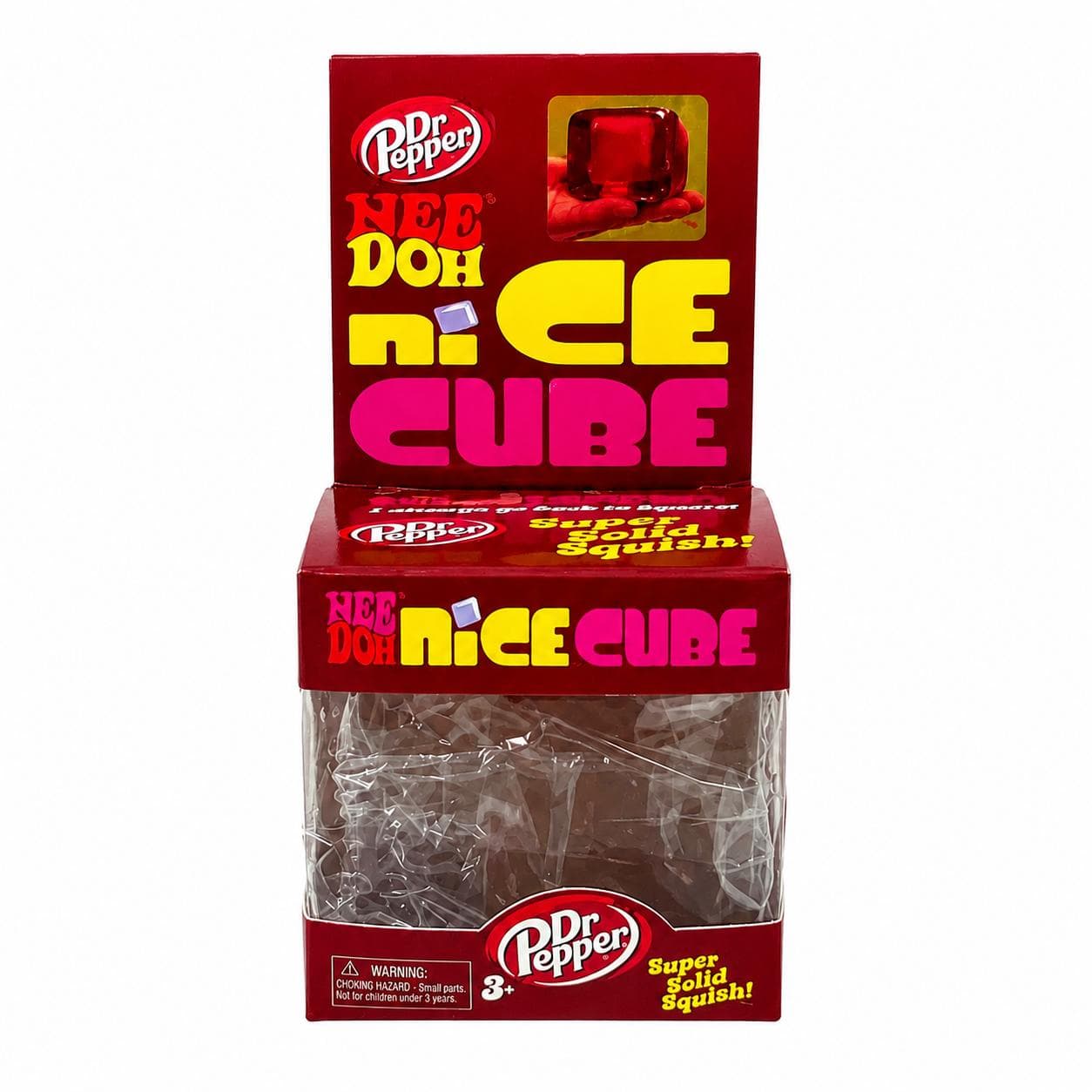 Сквіш антистрес NeeDoh Nice Cube кубик льоду Dr Pepper сенсорна іграшка червона 5,7 см (7196)