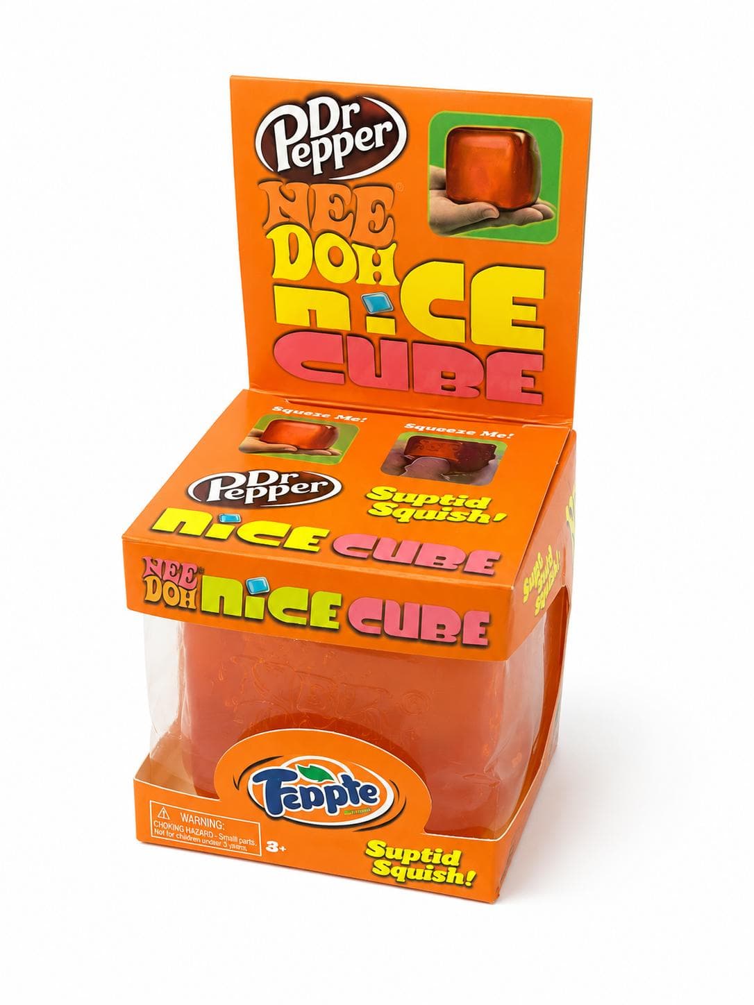 Сквіш антистрес NeeDoh Nice Cube кубик льоду Dr Pepper сенсорна іграшка помаранчева 5,7 см (7193)