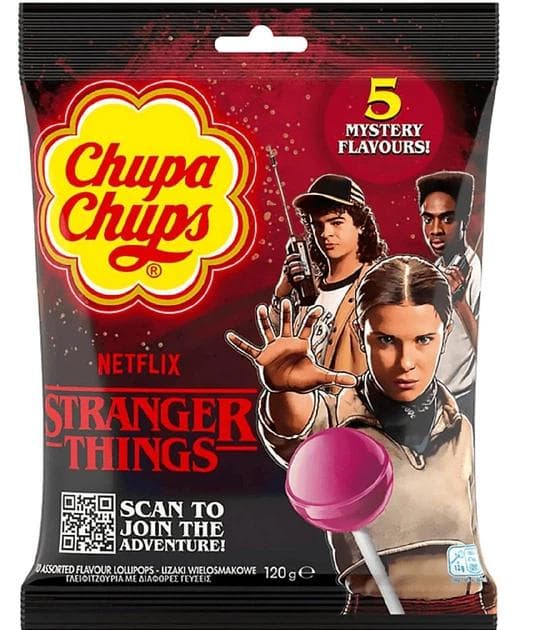 Льодяники на паличці Chupa Chups Stranger Things Дивні Дива 120 г - 5 таємничих смаків 10 шт (53738)