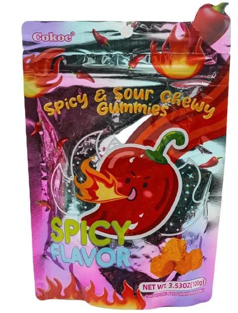 Жувальні цукерки Cokoc Gummies Spicy & Sour Flavor 100 г - кисло-гострі желейні цукерки (53815)