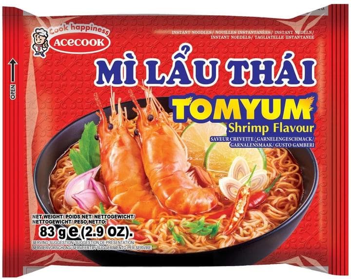 Локшина швидкого приготування Acecook Mi Lau Thai Tom Yum 83 г - кисло-гостра локшина з креветкою Том Ям (5749)