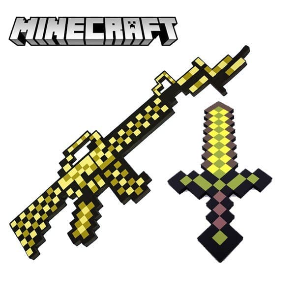 Золотий Набір зброї Майнкрафт (Золотий Меч + Золотий Автомат) Minecraft (9999032)